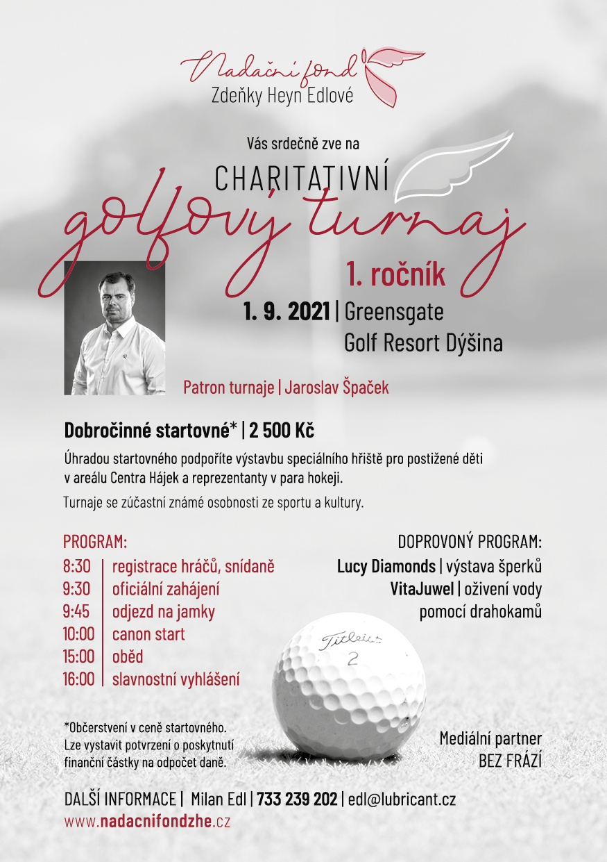 Charitativní golfový turnaj v resortu Dýšiná u Plzně 1.9.2021